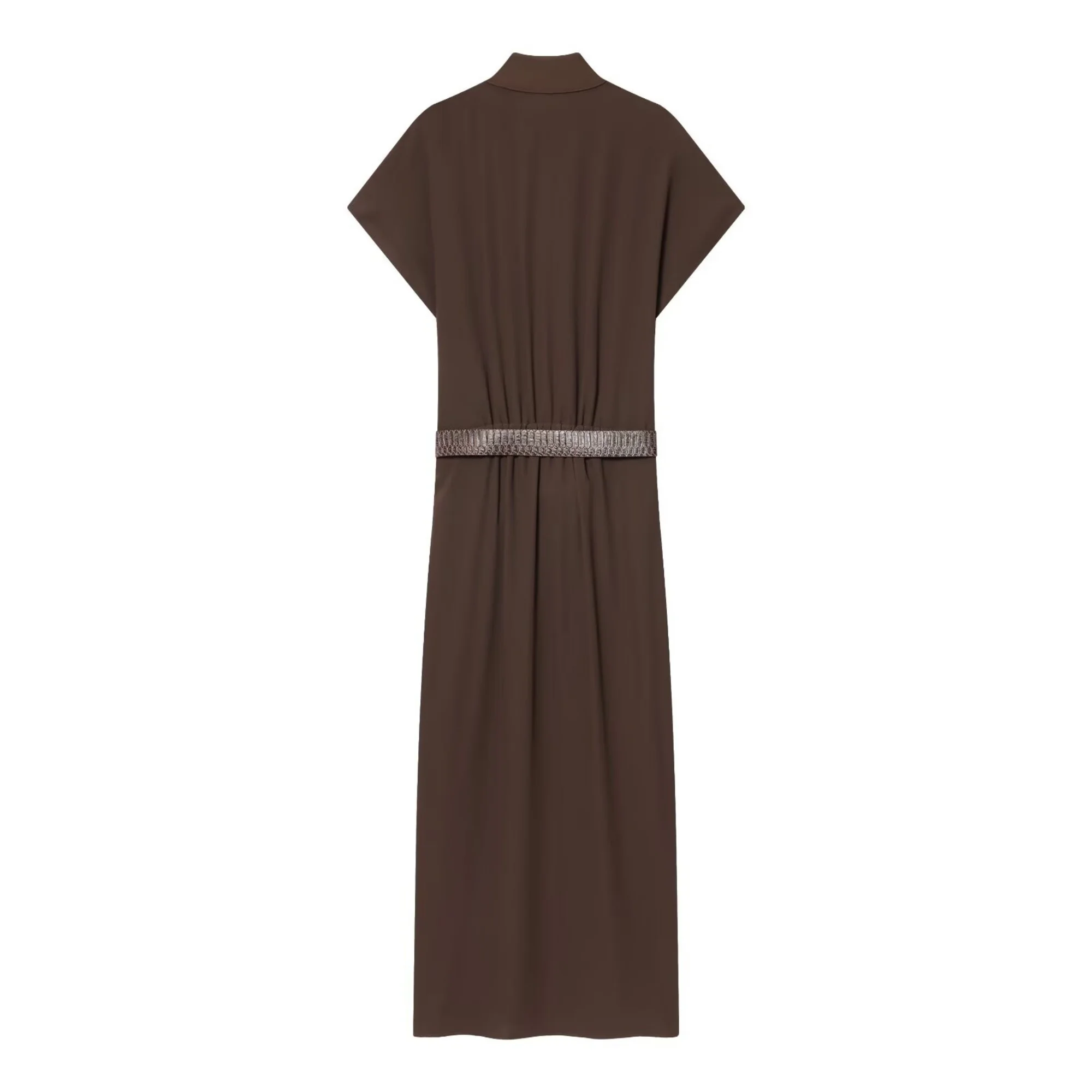 Vestido longo elegante feminino, meia gola com cinto, botão plissado, linha a, vestidos de festa de rua alta