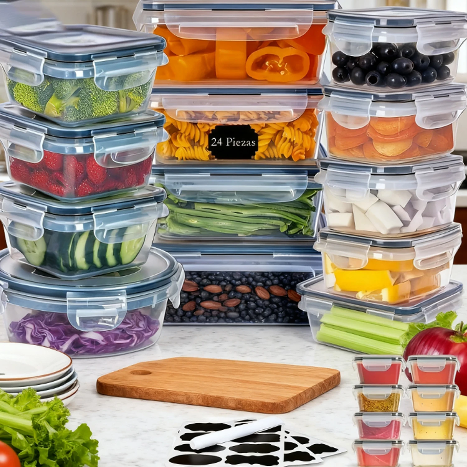 

24 шт. в комплекте, герметичные контейнеры для пищевых продуктов, набор ланч-боксов, безопасный для микроволновой печи, без BPA, пищевой полипропиленовый контейнер