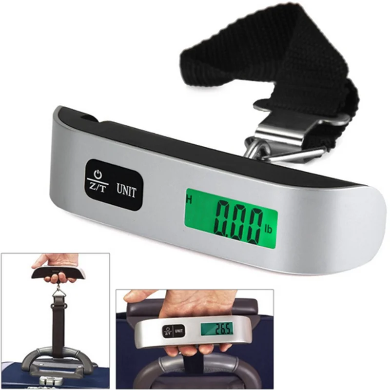 50kg Hanging Baggage Scale Digital Luggage Scale LCD Display Portable Suitcase Weighing Scale Travel Luggage Weight Scale