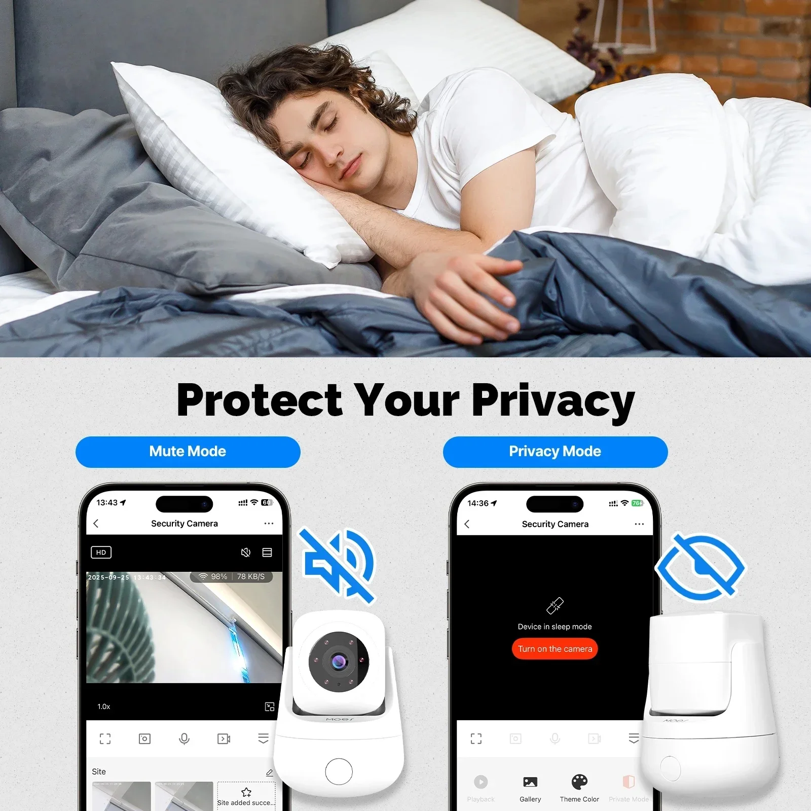 

Smart WiFi 3MP Indoor Camera MOES Tuya APP Pan 360° Tilt 180° HD Home Security Monitoring Works Alexa Google Home Assistant