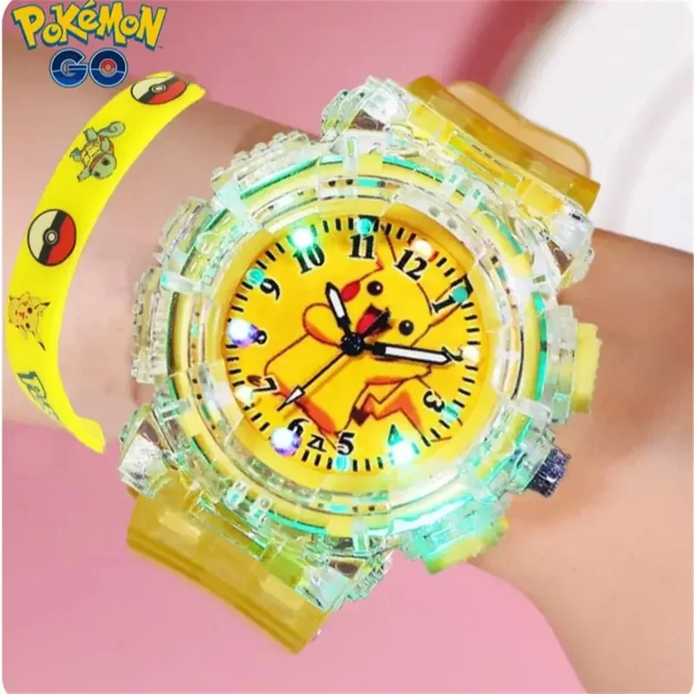 Pokemon Anime Pikachu Watch Wristband Pikachu Anime Figure Children\'s Watch Color Flash Boys Girls Electronic Watch kids Gifts