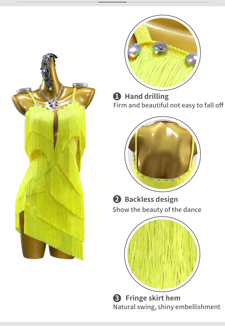 Ballsaal-Tanzkleid Party-Latin-Kostüm Sexy Wettbewerbskleidung für Damen Abendgarderobe 2026 Mädchen Fransen-Jumpsuit Samba-Tanzkleidung Rock – Detail 6