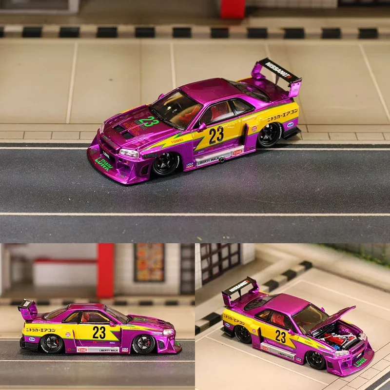 

PreSale SW 1:64 ER34 LBWK Chrome Purple Openable Hood Diecast Diorama Car Model Collection Street W64pon Warrior