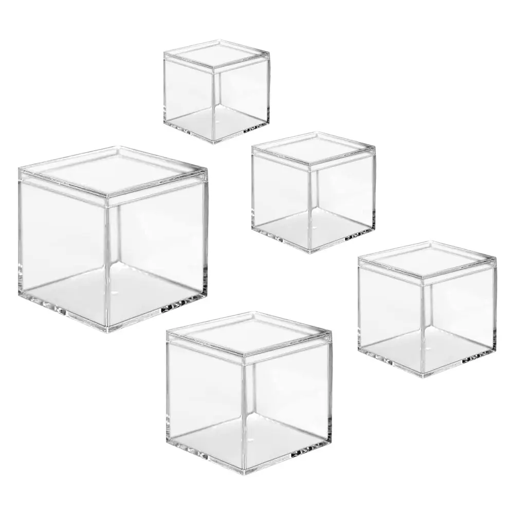 

5Pcs Acrylic Candy Boxes Transparent Storage Cases Multipurpose Jewelry Organizer Small Items Container Gift Box