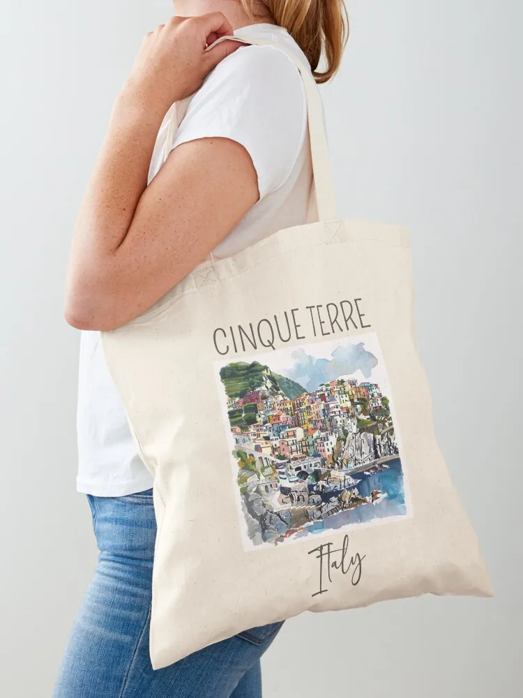 

Watercolor Design of Cinque Terre - Italy Tote Bag tote bag women cute pouch bag shopping bags foldable