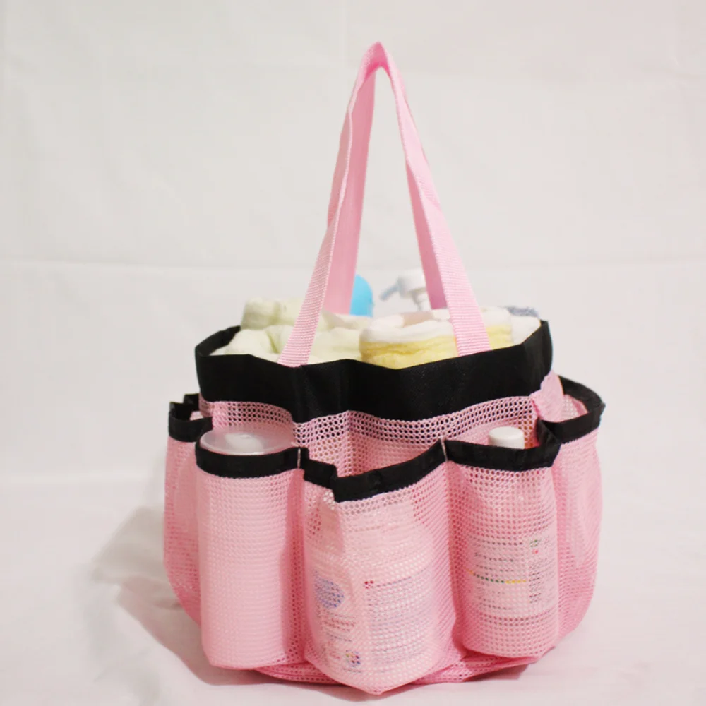 Outdoor Beach Mesh Bags Potable Tote Bag with 8 Pockets Waterproof Lightweight Foldable Tote Bag Oversized Pool Storage Bag