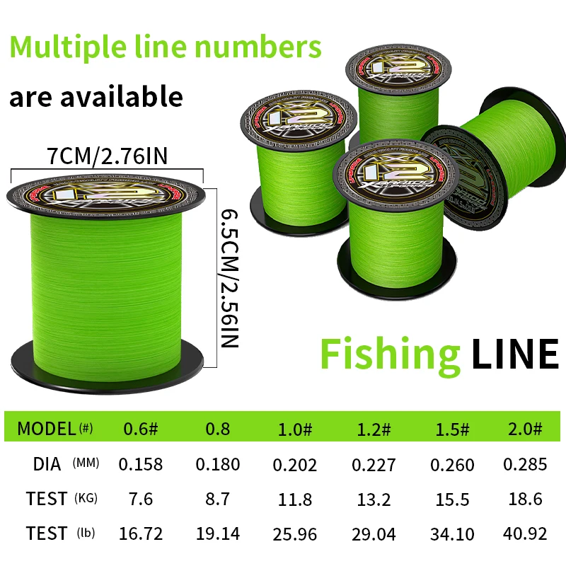 

Bkuman coating smooth fishing line 12 strands wear-resistant PE 300M fishing line