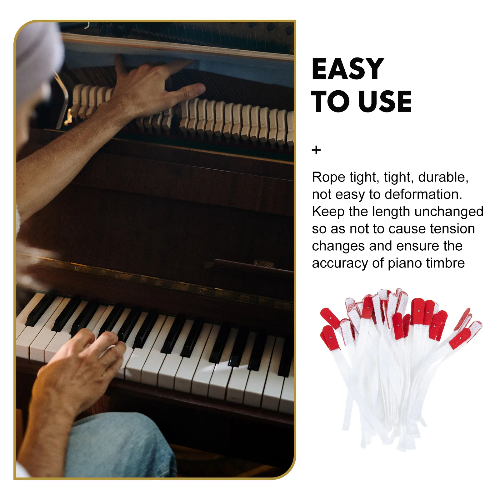 

50pcs Tuning Rope Replacement Durable Cloth Material For Vertical Piano Accessories Instrument Repair Supplies Piano Climbing