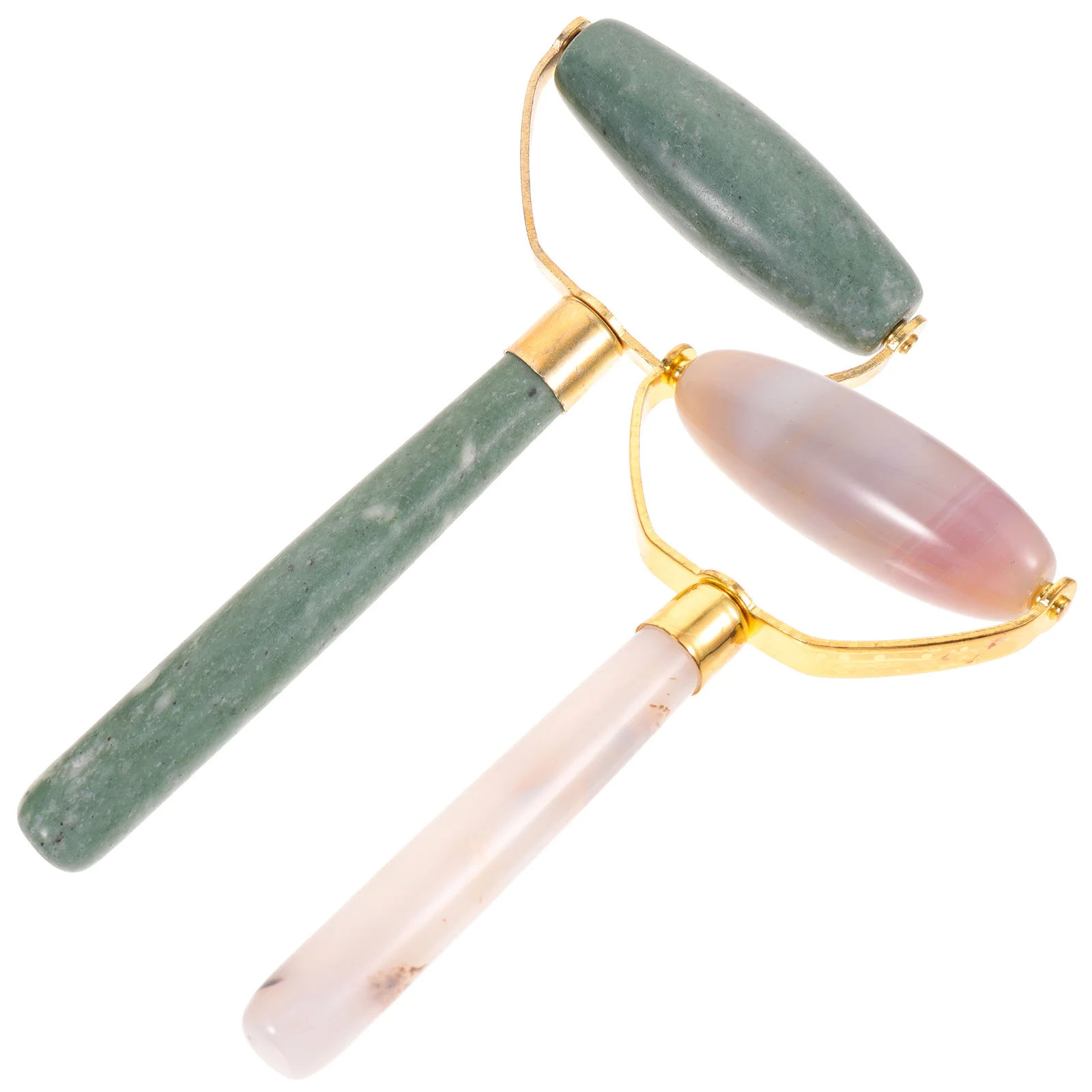 Rodillos de Jade para el cuidado de la piel, herramientas de masaje Facial, ojos y cuerpo, raspador de masaje de belleza portátil, rodillo para el cuidado de la piel, 2 uds.