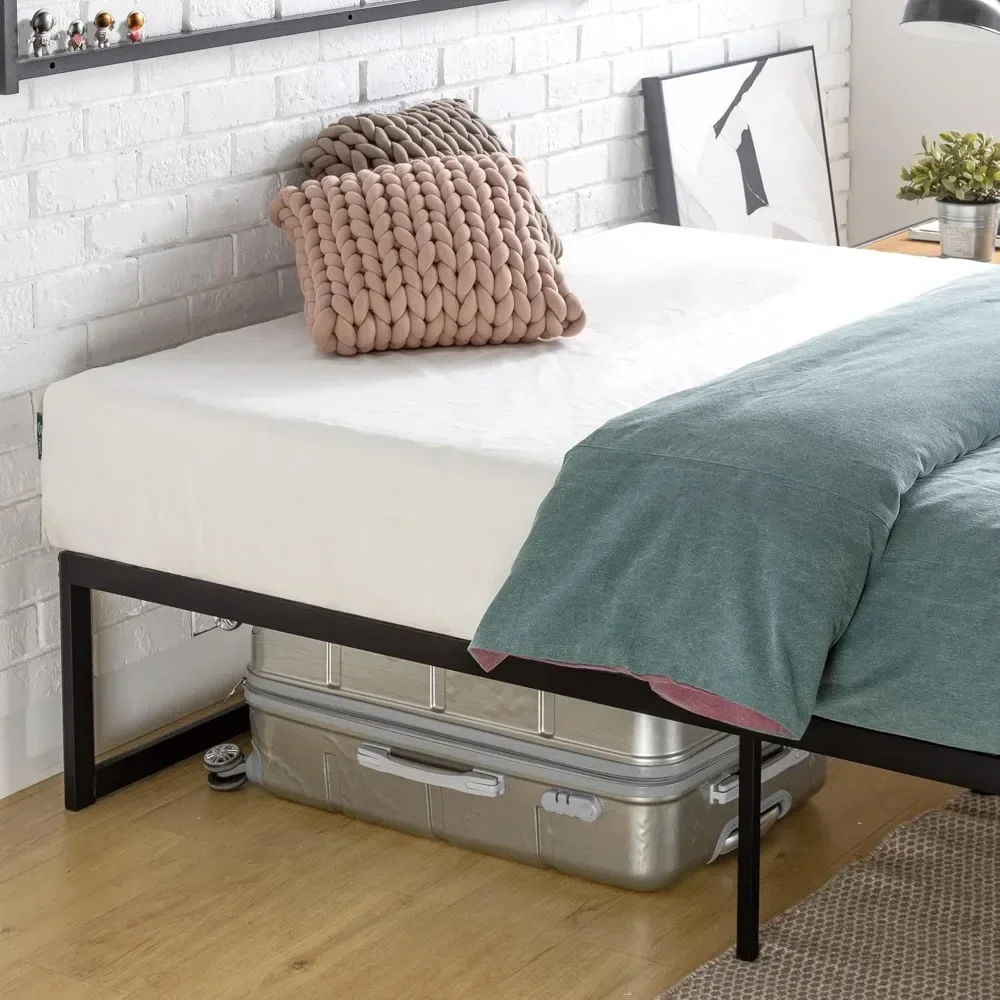 Metal Platform Bed Frame / Mattress Foundation with Steel Slat Support / No Box Spring Needed / Easy Assembly, Queen