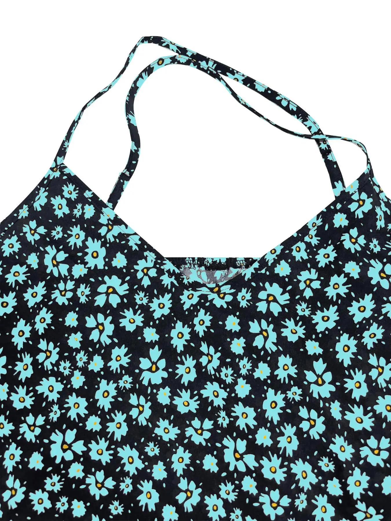 Plus Size Cami-Kleid mit Ditsy-Blumendruck, lässiges langes Kleid mit Spaghettiträgern für den Strandurlaub, Damen-Plus-Kleidung für