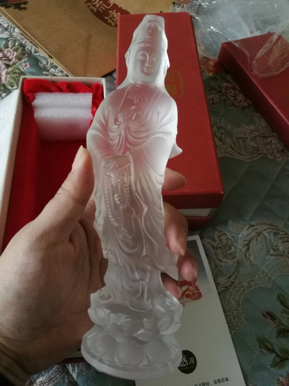20CM TALL Home family shop efficacious Protection bless Safety Health Talisman High grade Natural CRYSTAL Guanyin Buddha statue view 3