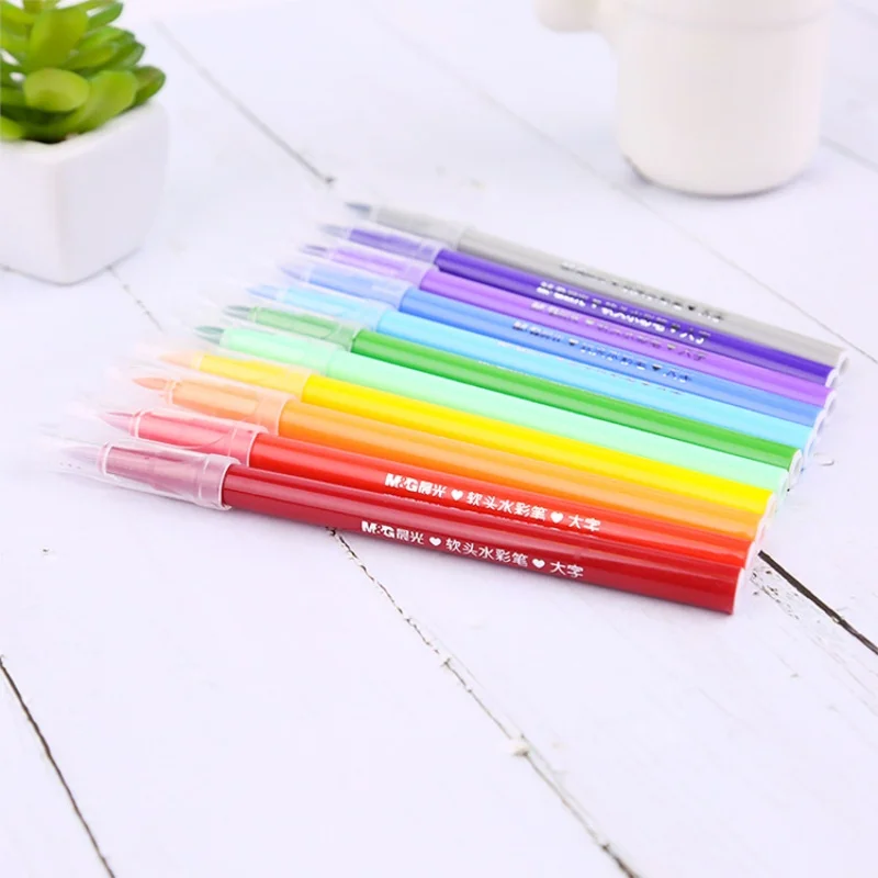 M&G Super Hot Sale Soft Brush Washable Water Color Pen 12 18 24 36 48Colors Set Kids School Students Children Gifts Art Supplies