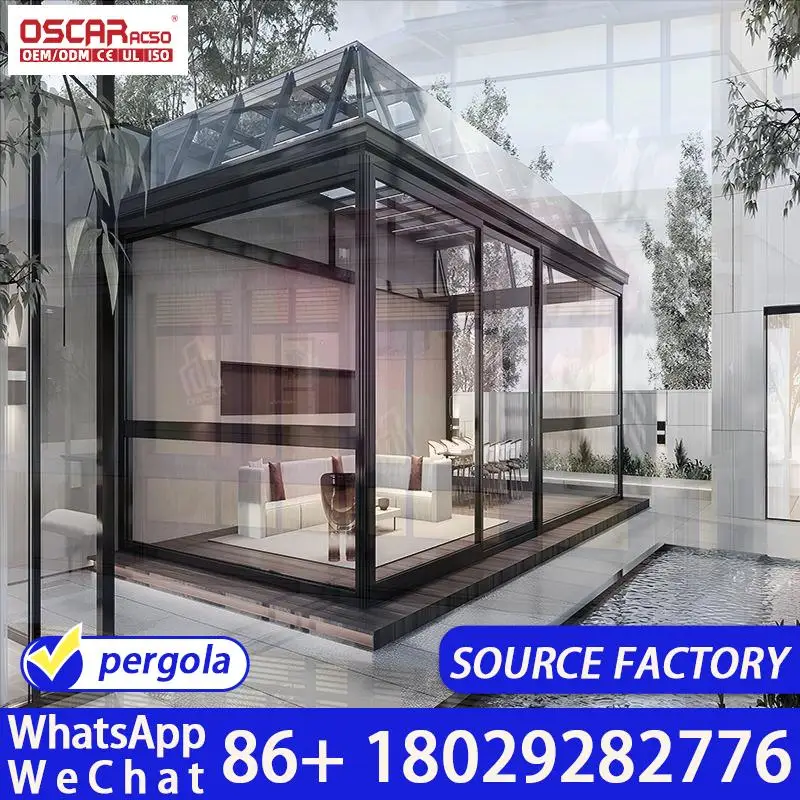 Modern Aluminum Glass Sunroom Sloped Roof Outdoor Garden Patio Patio Enclosure Kit Creative Stylish Durable Conservatory Solariu