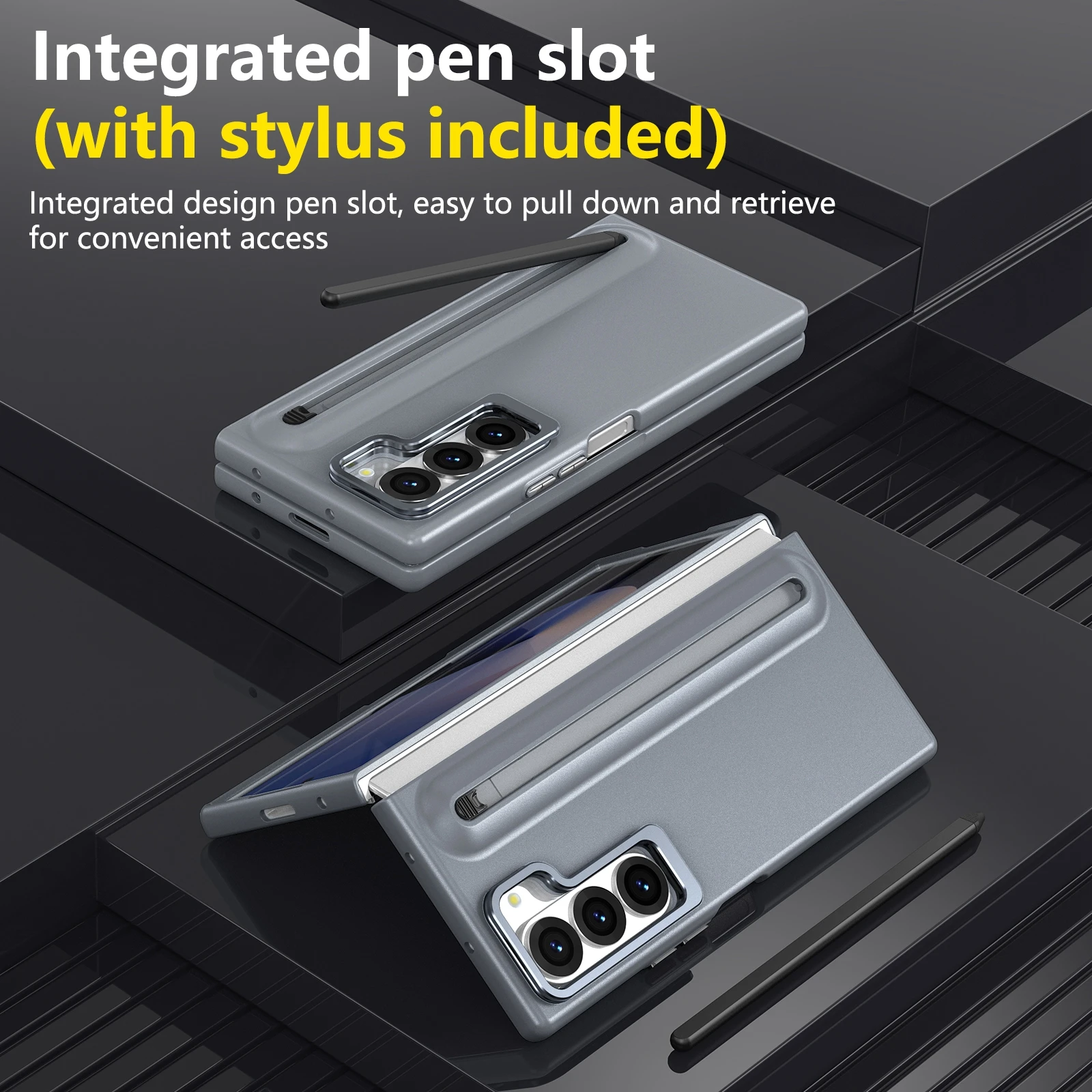 

With Touch Pen For Samsung Galaxy Z Fold 7 6 5 4 3 Case Metal Lens Holder Full Screen Protector Tempered Film Folding Cover