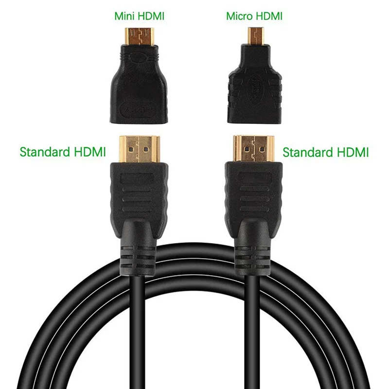 Cable de vídeo Compatible con HDMI, 1,5 m, chapado en oro, 1,4 4K, 1080P, 3D + MICRO MINI HDMI a HDMI hembra para divisor de HDTV