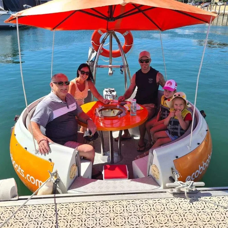 

QIQU 6-8 Seat 2.5M Diameter Commercial Waterfront Rental With UV Parasol & FRP/PE Hull Options Leisure Grill Electric BBQ Boat
