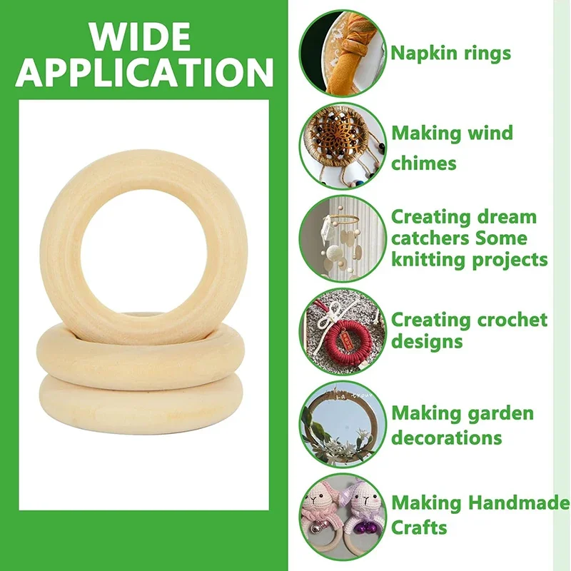 Circular Natural Wood Ring Unfinished Solid Wooden Home Decoration for DIY Gift Jewelry Making Ornament Wooden Hoop Accessories