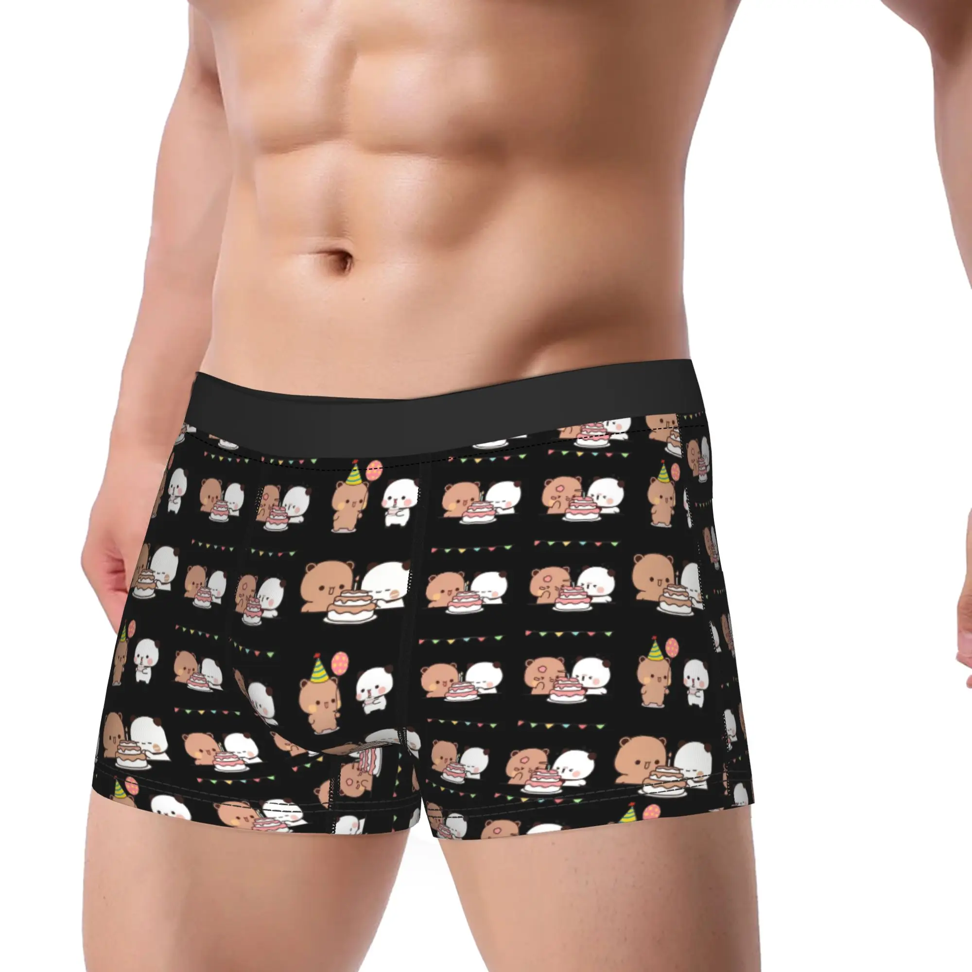 Men Cute Bubu Dudu Pattern Boxer Briefs Shorts Panties Mid Waist Underwear Panda Bear Homme Printed S-XXL Underpants