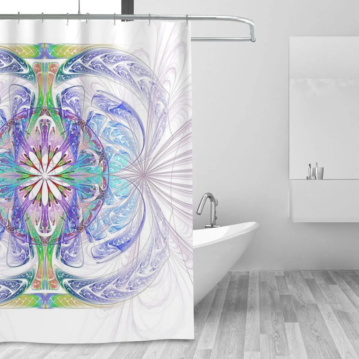 An Opaloid Sapphire In Feathered Setting Shower Curtain Bathroom Polyester Waterproof Bath Curtains with Hooks
