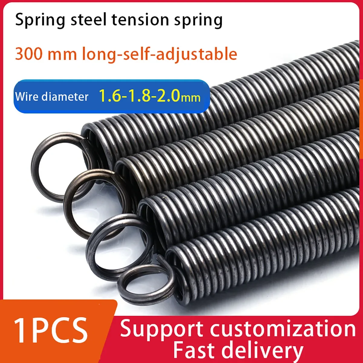 

Double-Ring L-Shaped Tension Spring Spring Steel 1Pcs/lot Wire Diameter 1.6-2.0mm Od 10-25mm L300mm Support Customization