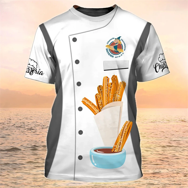 

Filipina Cook Costume 3D Graphic T Shirts Men Women Baker Pastry Chef's T-shirt Kitchen Workwear Uniform Clothes Kids Funny Tops