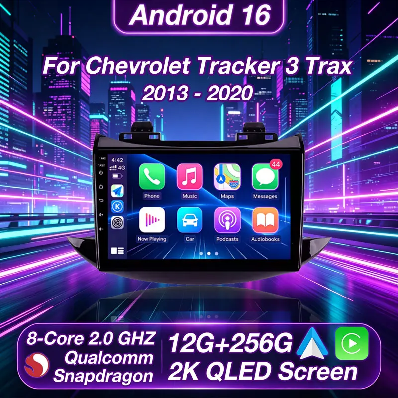Radio para Auto con Android 16 para Chevrolet Tracker 3 Trax 2013-2020, Reproductor Multimedia Estéreo, Navegador, Carplay Inalámbrico, Unidad Principal Estéreo, Bluetooth