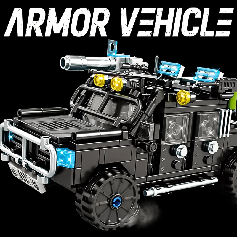 Military series Cobra armed helicopter Apache Hummer armored car building blocks car SWAT boy gift assembled toy SUV model