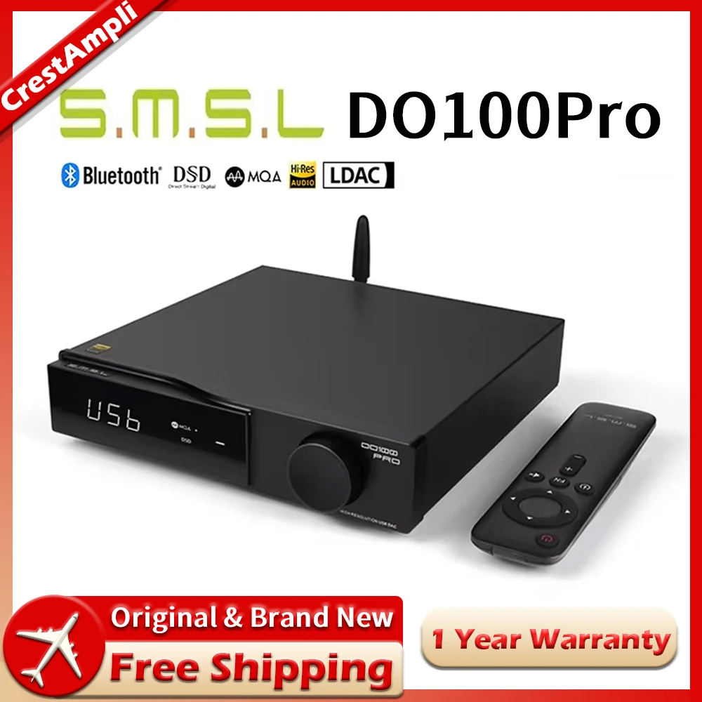 

SMSL DO100Pro Hi-Res MQA DAC Dual ES9039Q2M Decoder Bluetooth5.1 LDAC 24bit/96kHz DSD512 OPA1612 HDMI-ARC High End Digital DAC