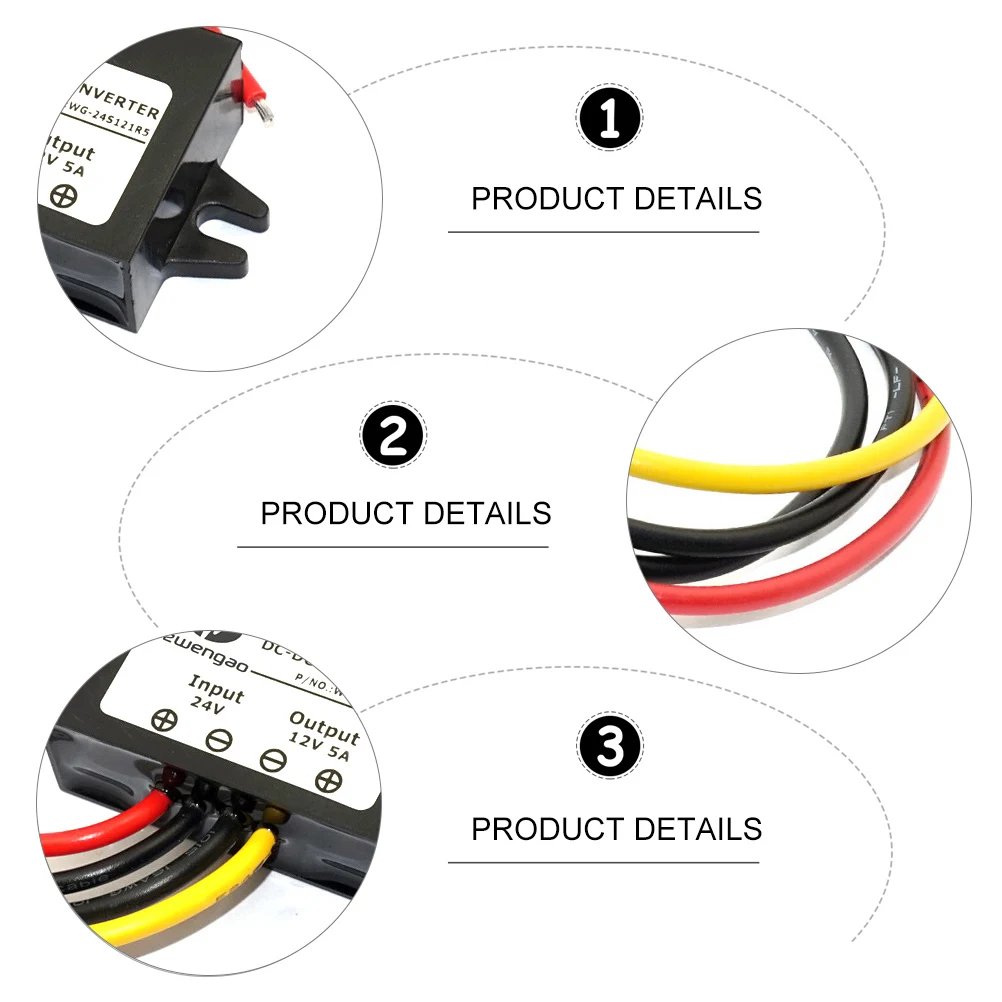 

18-36V to 12V 5A Car Power Converter DC-DC Stabilizer Module Voltage Regulator Waterproof Compact Lightweight ABS Overload
