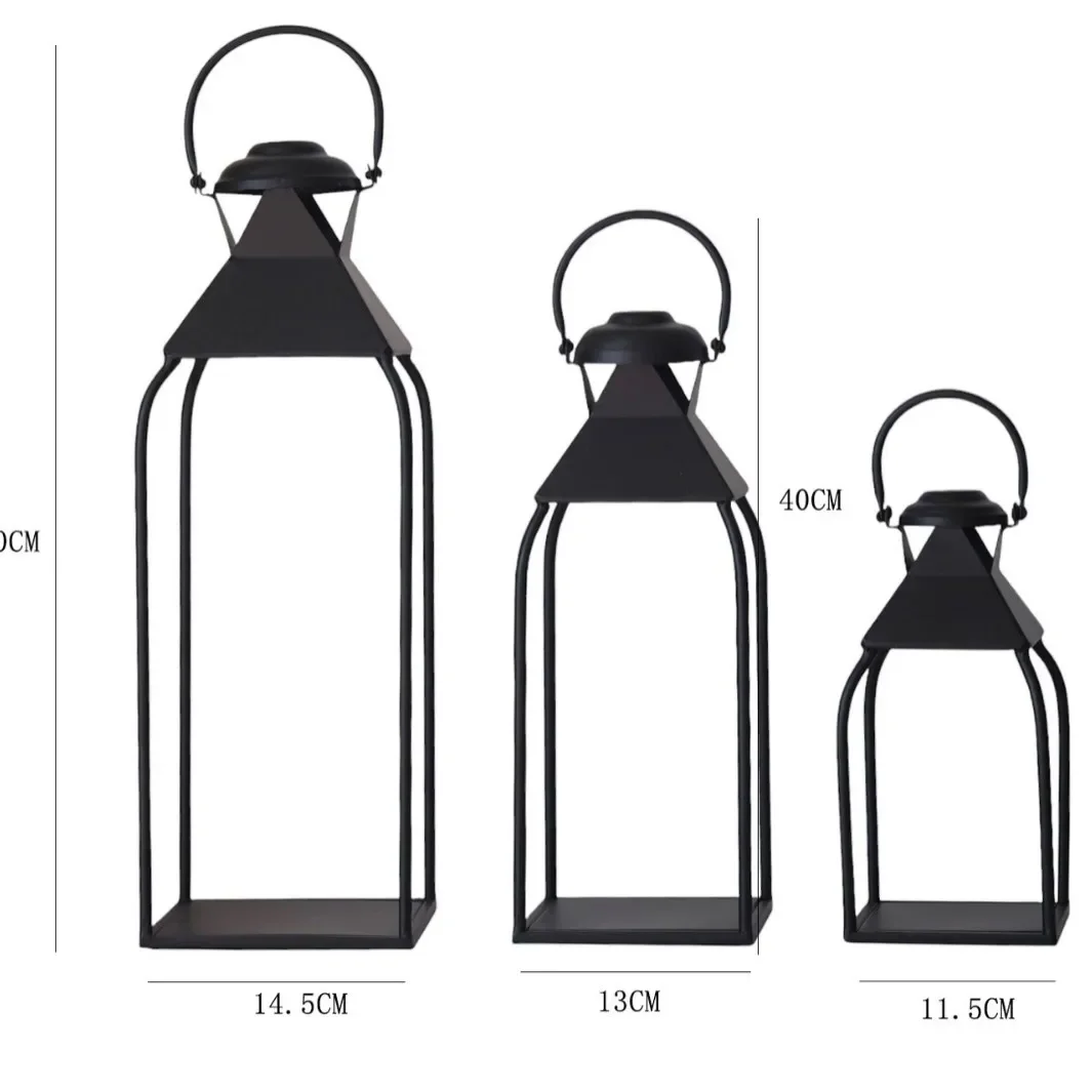 modern lantern decoration candle living room ornament black wrought iron candlestick outdoor floor-to-ceilin