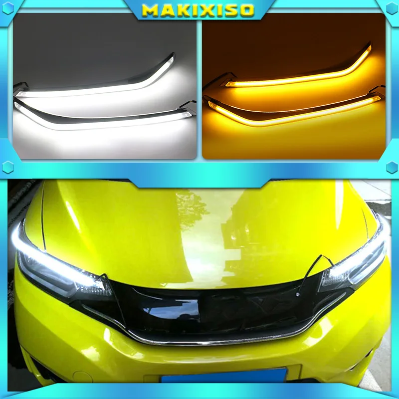 

LED Daytime Running Lights for Honda Jazz fit 2015-2018 LED DRL fog lamp with turn signal function car styling