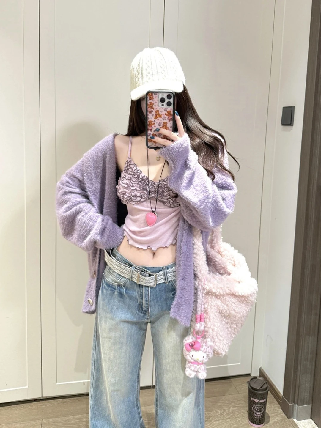 

Spring 2026 Women's Soft Sle Sweater Jaet Two-Piece Set Comfortable Long Sve High Waist Cotton Casual Faion Ensemble