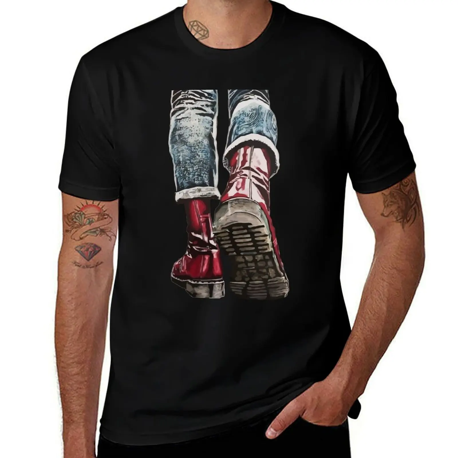 Skinhead Boots T-Shirt Christmas Casual Short Sleeve Top