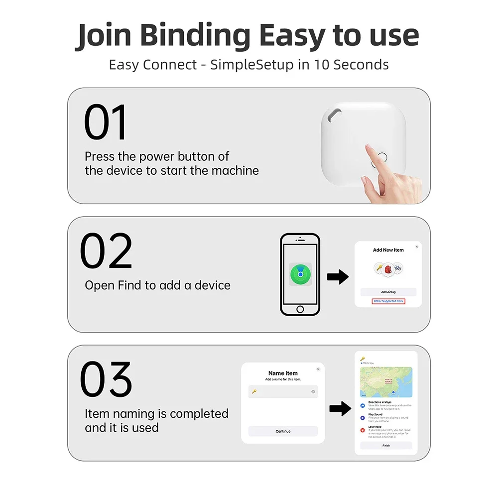 미니 키 파인더 블루투스 추적기, 애플 파인드 마이 (iOS 전용) 스마트 태그 GPS 로케이터 추적 장치, 애완 동물 자동차 아이템 파인더
