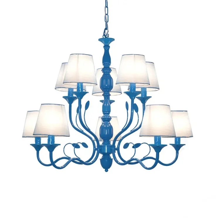 

American country, living room lamp, European style, wrought iron chandelier, bedroom, hotel bed and breakfast