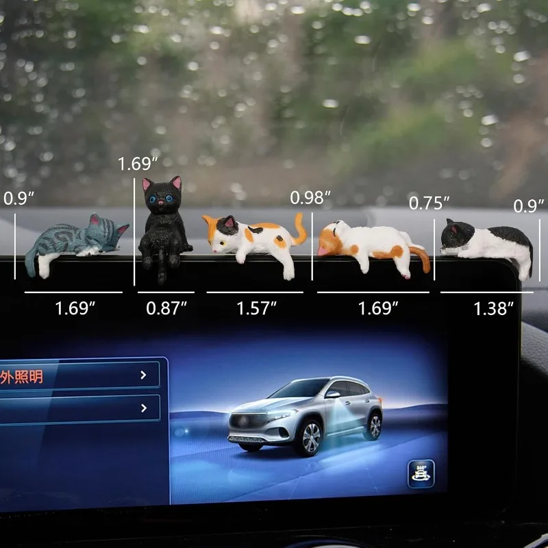 5 قطع لطيف البسيطة الكرتون سيارة القط الحلي سيارة حافة الشاشة الديكور القط المشهد الصغير نموذج الإبداعية اكسسوارات السيارات الهدايا #4