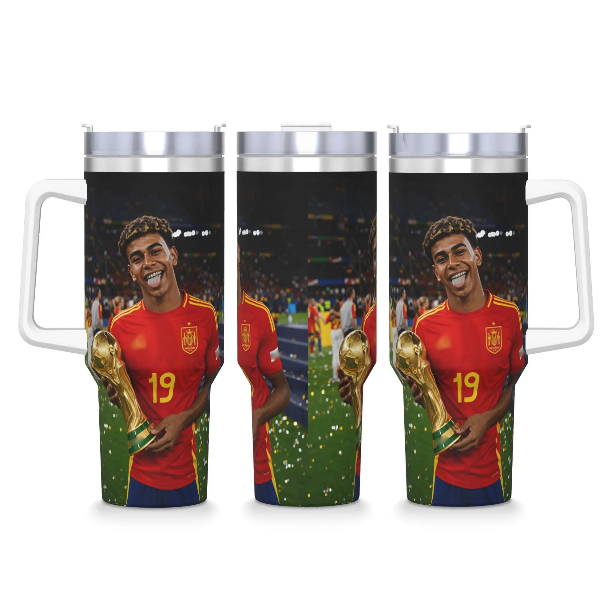 Stainless Steel Tumbler L-Lamine FootballStar y-Yamal Thermal Mug  Insulated Cold and Hot Car Mugs Beach Graphic Water Bottle