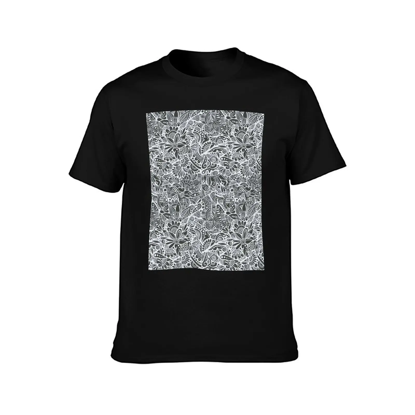 Black and White Floral Zentangle T-Shirt shirts graphic tee essential t shirt korean fashion vintage tee shirts for men