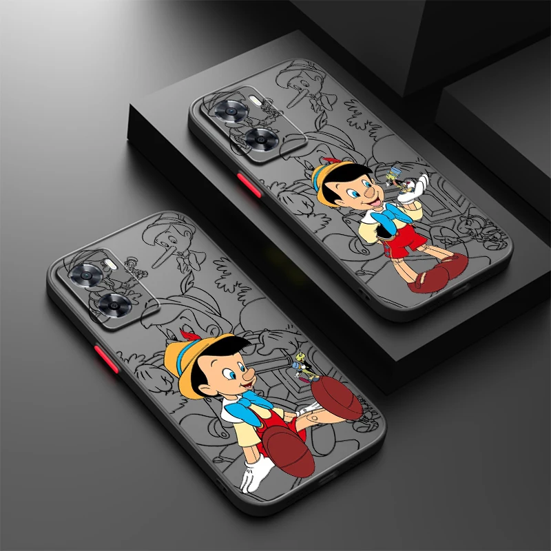 Disney Pinocchio Cute Frosted Translucent For OPPO X5 X3 A54S A5 A94 A16 A53S A57 A74 A72 A96 A98 A78 5G Soft Phone Case