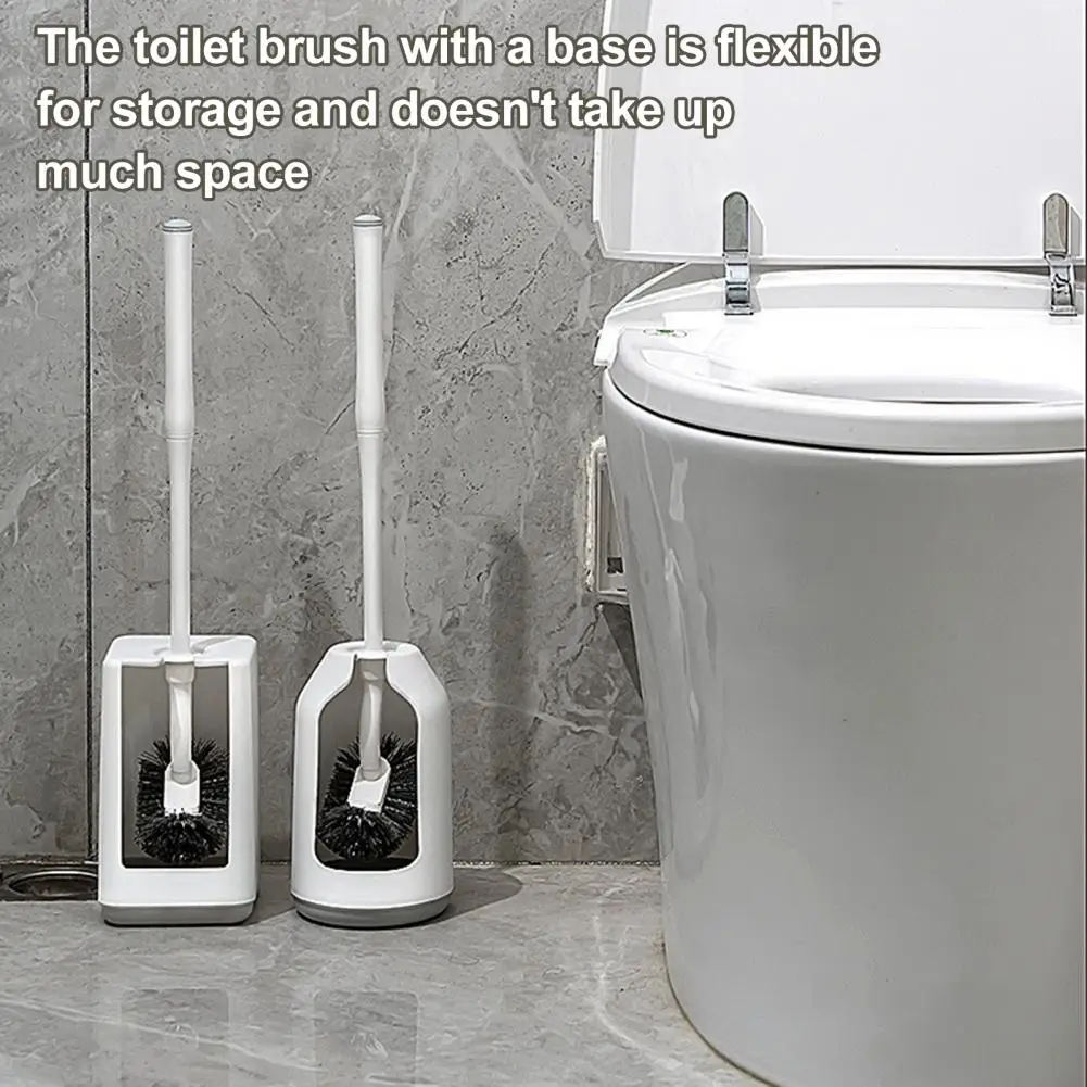 PP Plastic Flexible Design Toilet Brush Set with Vented Holder Long Handle Brush for Bathroom Quick Assembly for Deep Cleaning