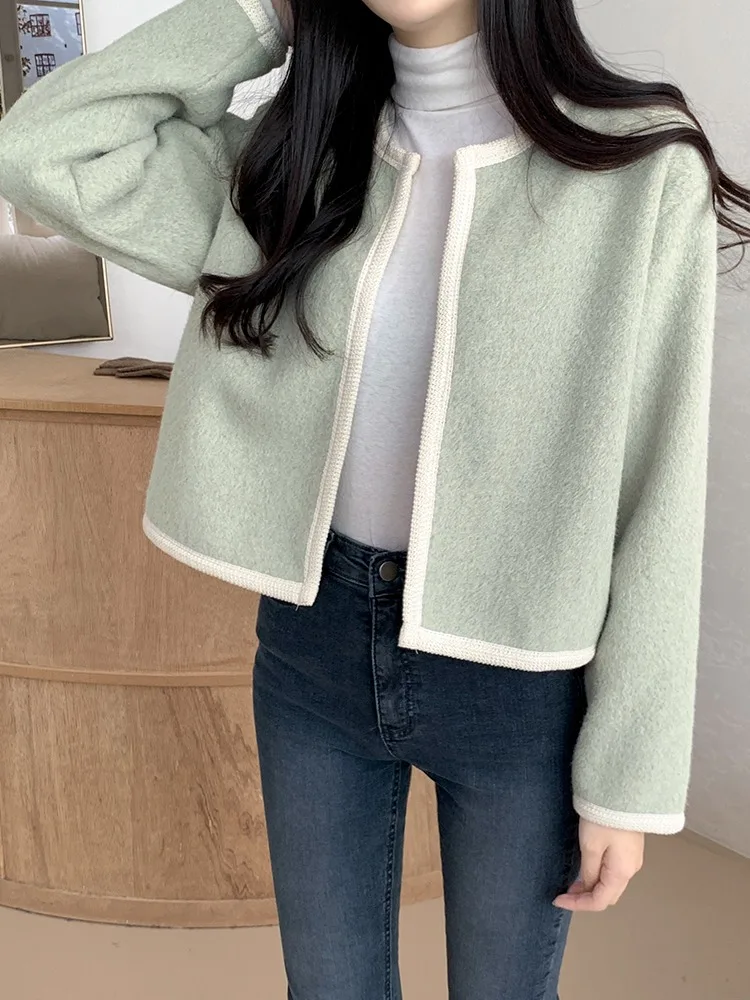 Chic Autunno Inverno ort Cardigan di lana Pendolarismo da donna Versatile design vintage Sensation Capispalla Fem Riduzione dell'età