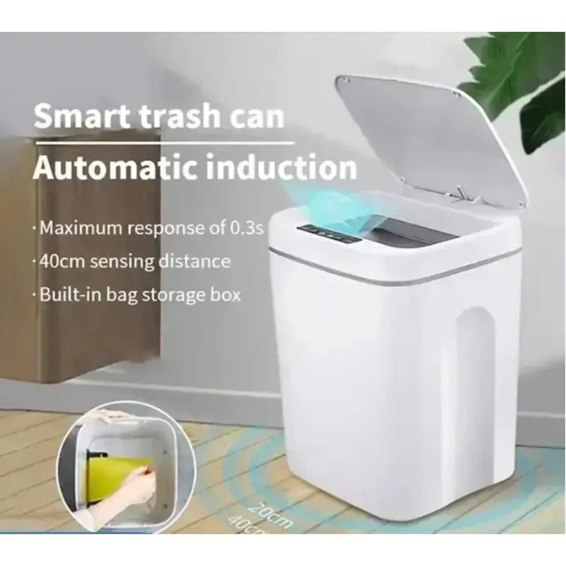 Pattumiera con sensore automatico da 14 litri pattumiera elettrica senza contatto Smart Bin cucina bagno secchio impermeabile con coperchio cestino