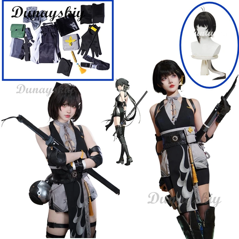 

Wuthering Waves Rover Cosplay Costume Wig And Bag Set for Women Main Character Resonator Uniform Stocking Halloween Party Prop