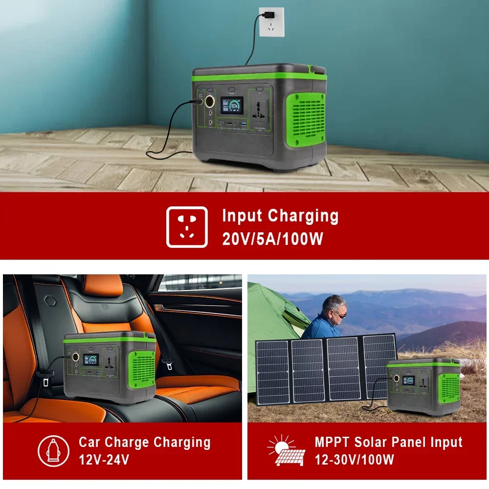 Kraftwerk Zigarre Leichter UK EU AU Stecker AC Adapter Tragbare Power Bank Wasserdicht Li Ionen Reine Sinus Welle Solar Generator 600W