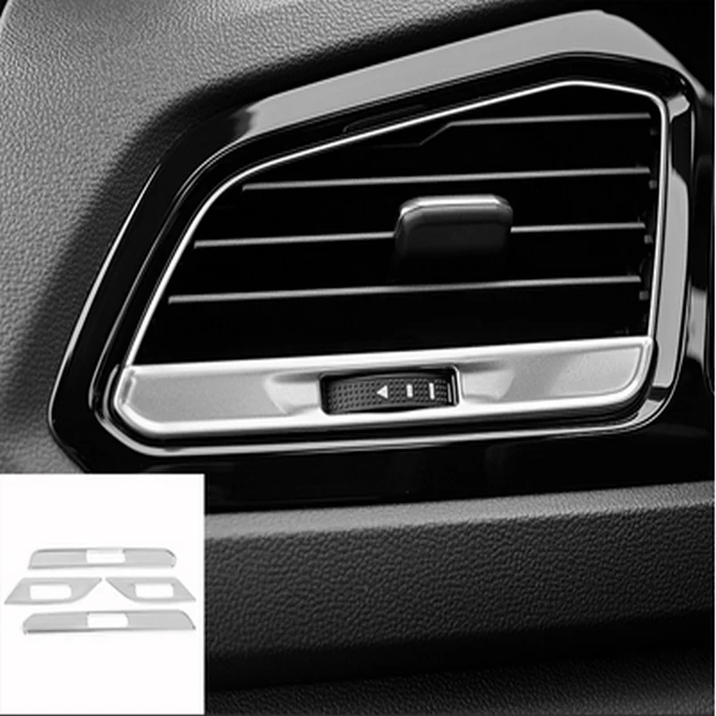 BJMYCYY 4PCS/SET Stainless steel decorative patch air outlet of front air conditioner of automobile for Volkswagen T-ROC 2018/19