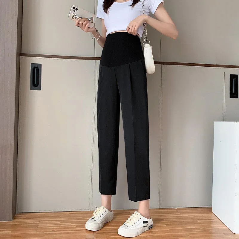 

Maternity Autumn Formal Pregnant Woman Clothes Plus Size Suit Pants Straight Canister Tall Waist Pipe Trunks Haroun Pant Trouser