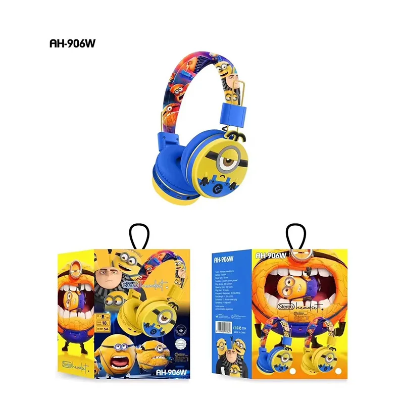 Minions Wireless Headphones Movie Despicable Me Senior Bluetooth Headset Stereo Music Gaming Sports Game Headset Boy Girl Gift