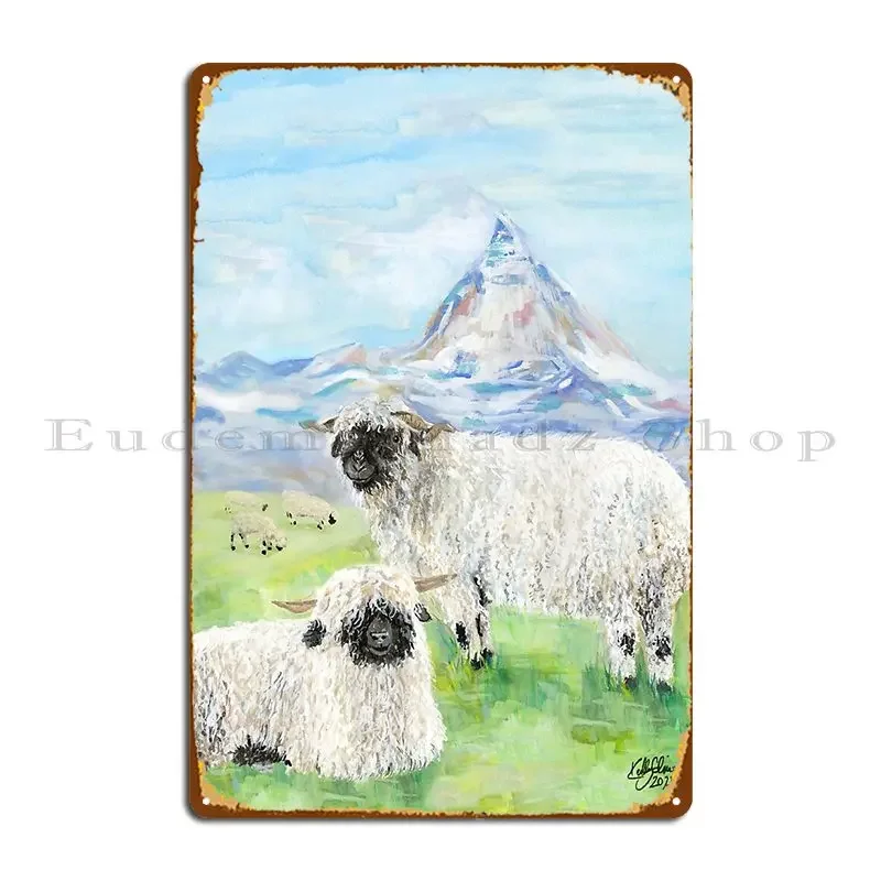 Valais Blacknose Sheep At The Matterhorn Metal Signs Cinema Garage Print Garage Decoration Poster Tin Sign Poster