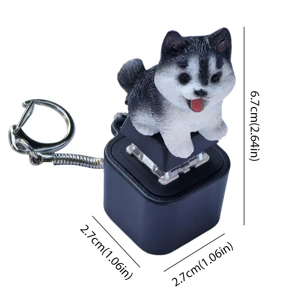 Dog Cat Sound Toy Keychain With Colorful Lights Rechargeable Stress Reliever Anxiety Sensory Fun Animal Sound Button Toy
